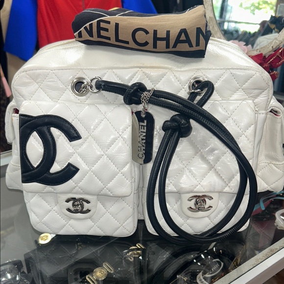 Chanel White and Black Quilted Backpack (Authentic!) - Picture 1 of 9